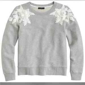 J. Crew 100% cotton Gray Sweatshirt with White Floral Accents
